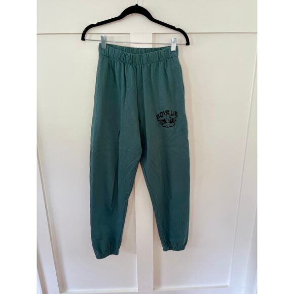 NEW Boys Lie Red Me Sweatpants Green Size Small - Picture 1 of 3